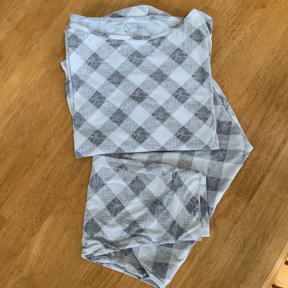 ✋PETITE LARGE LN Croft & Barrow SOFT Pajama Set Gathered at Wrists Ankles